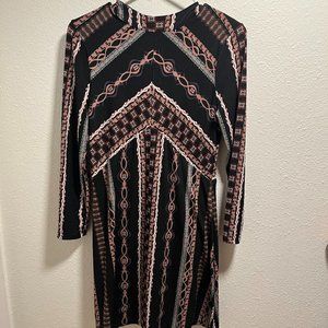 Free People Geometric Long Sleeve MIni Dress